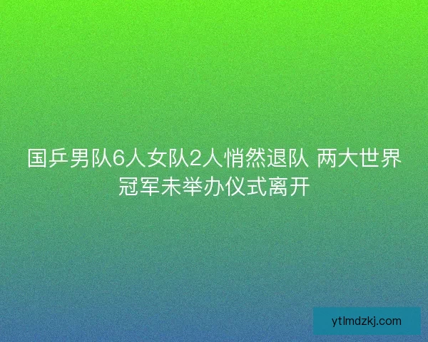 国乒男队6人女队2人悄然退队 两大世界冠军未举办仪式离开